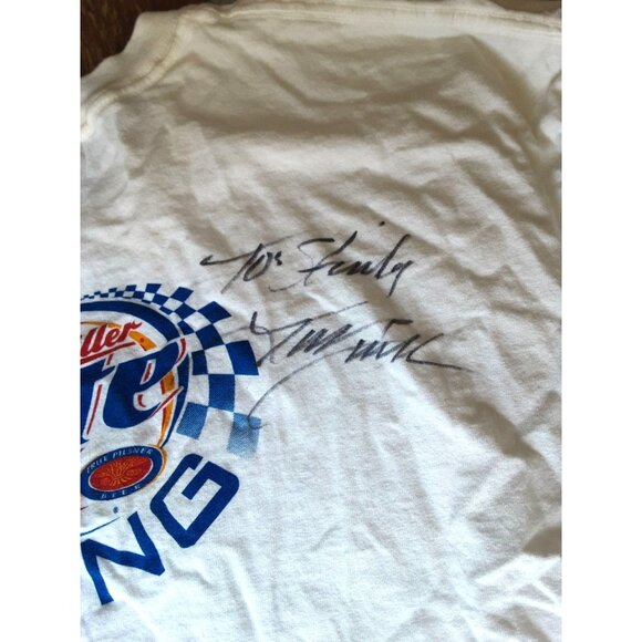 Ricky Craven Miller Lite Nascar Racing Shirt Autographed XL White - Picture 1 of 5